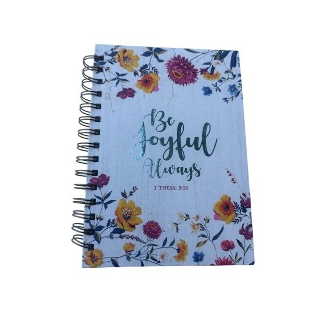 Christian Art Gifts Be Joyful Always Floral Spiral Bound Journal 192 Lined Pages